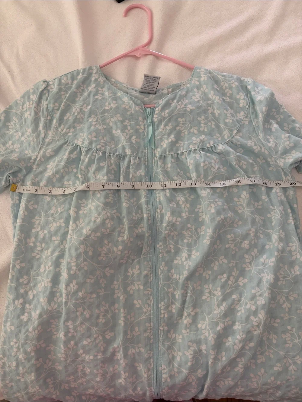 croft & barrow Light Blue Floral Zip-Front Sleep Dress
